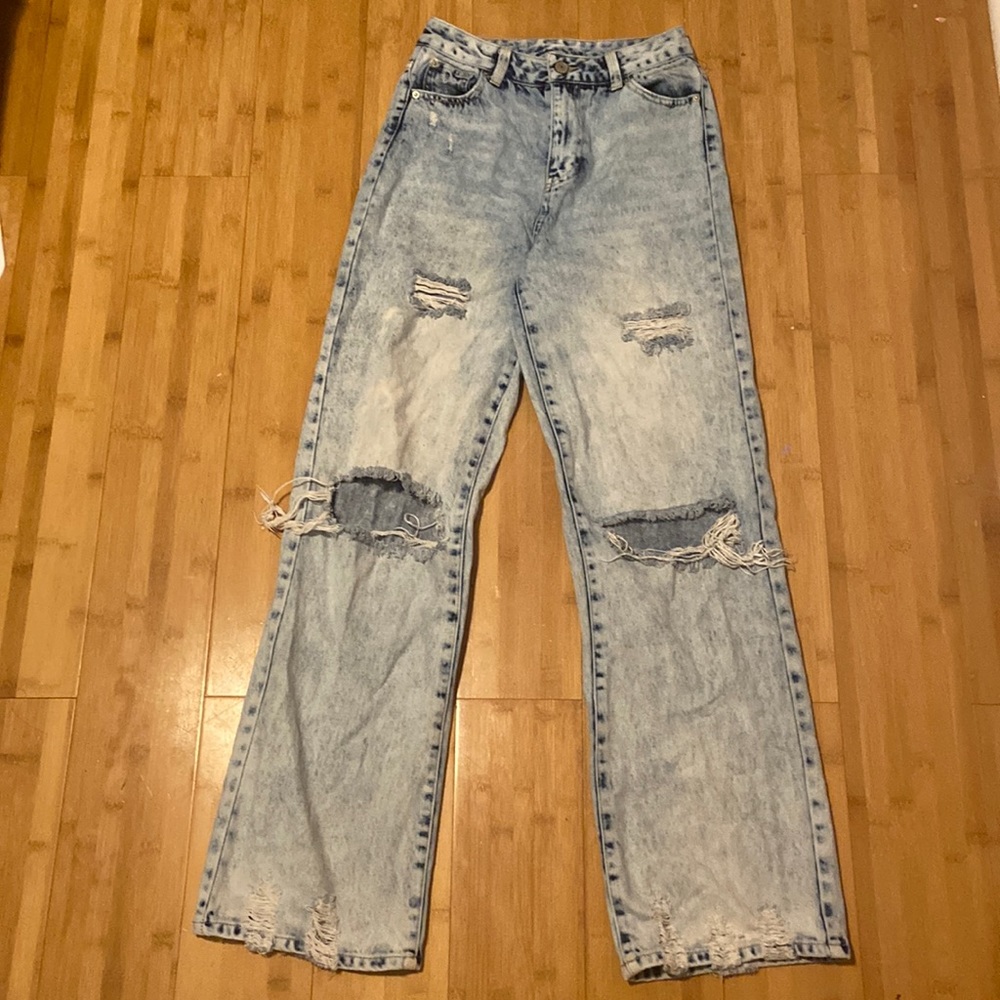 high rise faded wash jeans